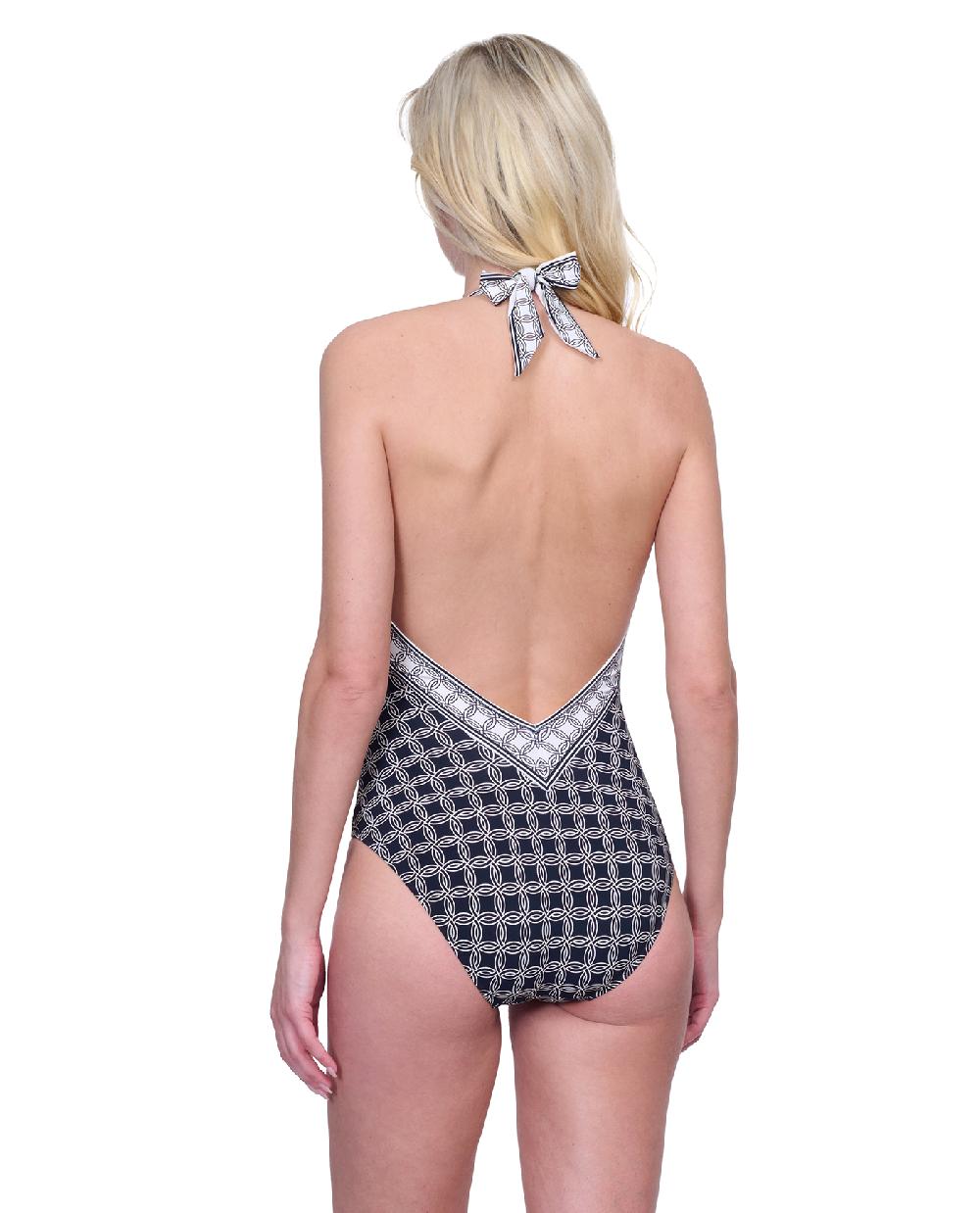 Gottex Golden Chic V Neck Halter One Piece Swimsuit Golden