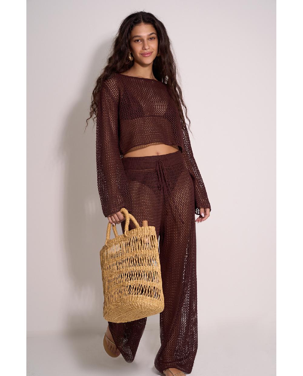 Gottex Anna Two Crochet Long Sleeve Beach Top Anna