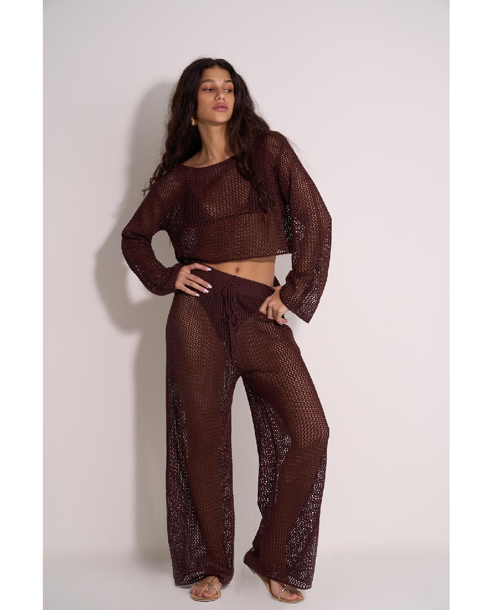 Gottex Anna Two Crochet Long Sleeve Beach Top Anna