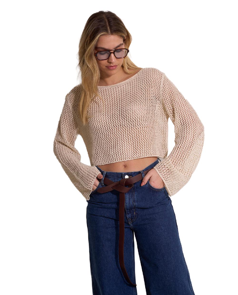 gottex Anna Two Crochet Long Sleeve Beach Top Anna