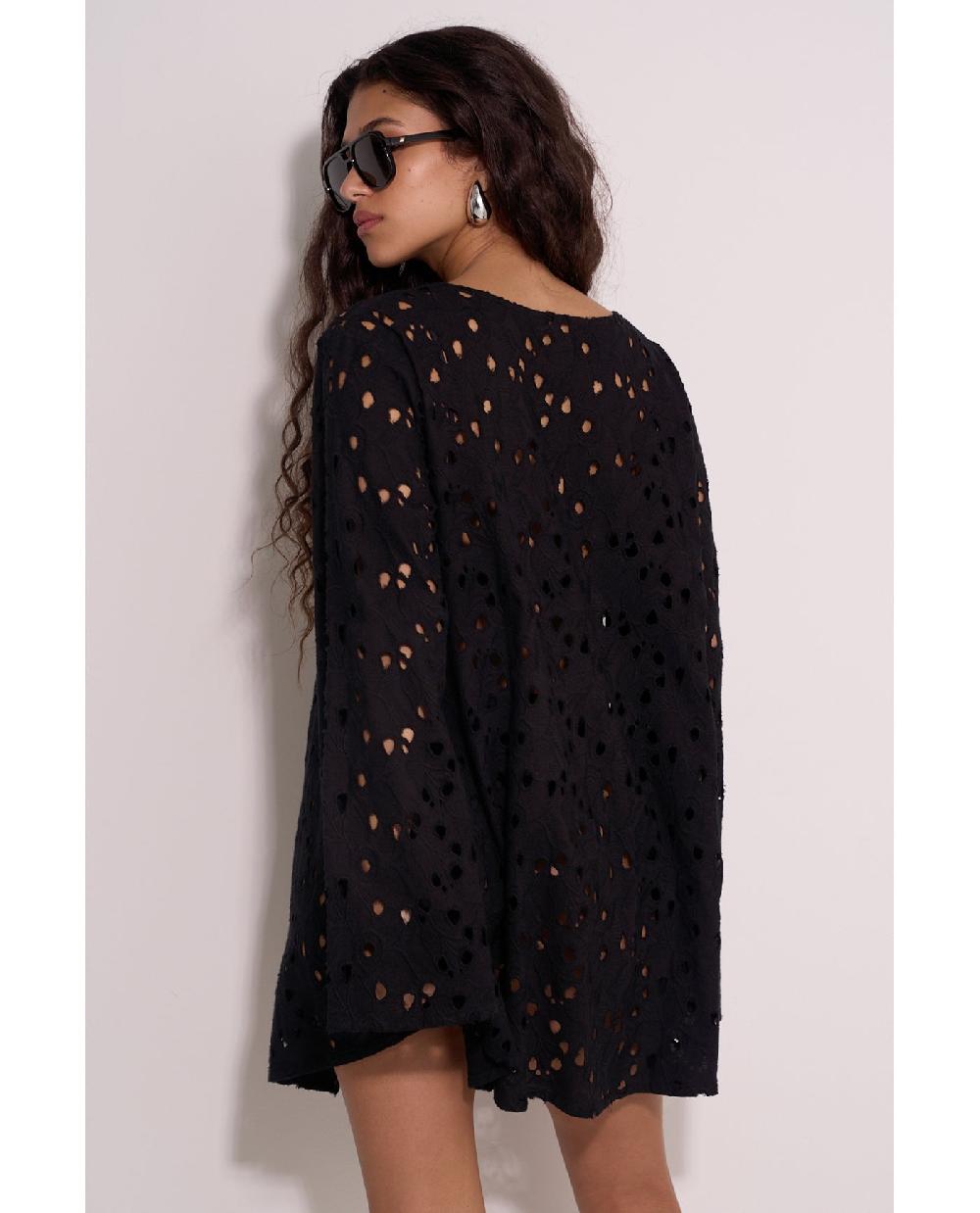 Gottex Coastal Lace Mini Dress Cover-Up Black