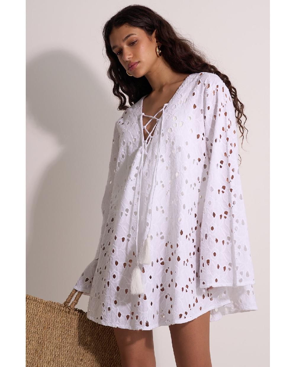 Gottex Coastal Lace Mini Dress Cover-Up White