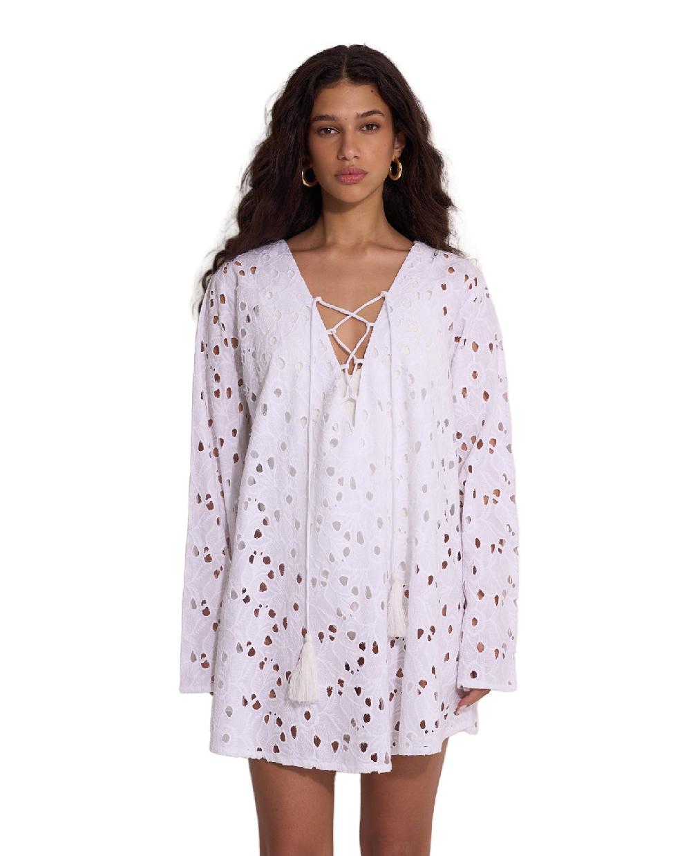 gottex Coastal Lace Mini Dress Cover-Up White