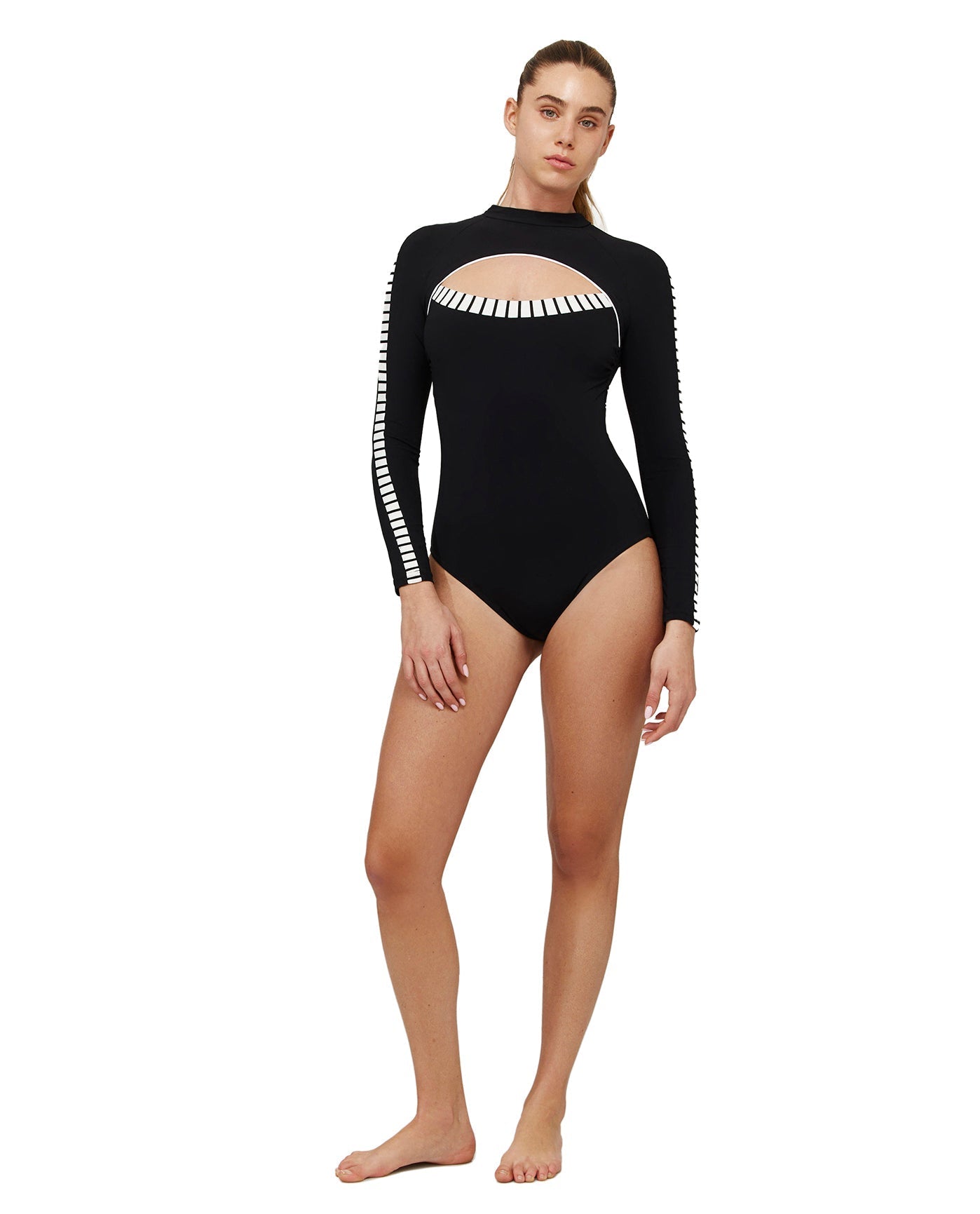 gottex Coco Cut Out Long Sleeve One Piece Black