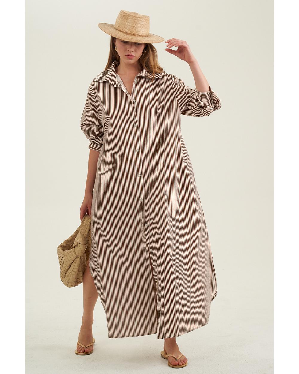 Gottex Cotton Shirt Dress Brown