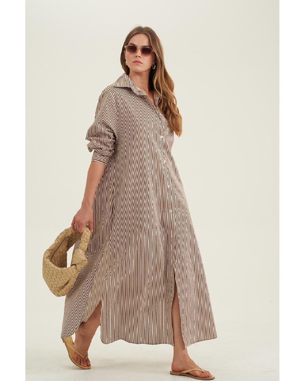 Gottex Cotton Shirt Dress Brown