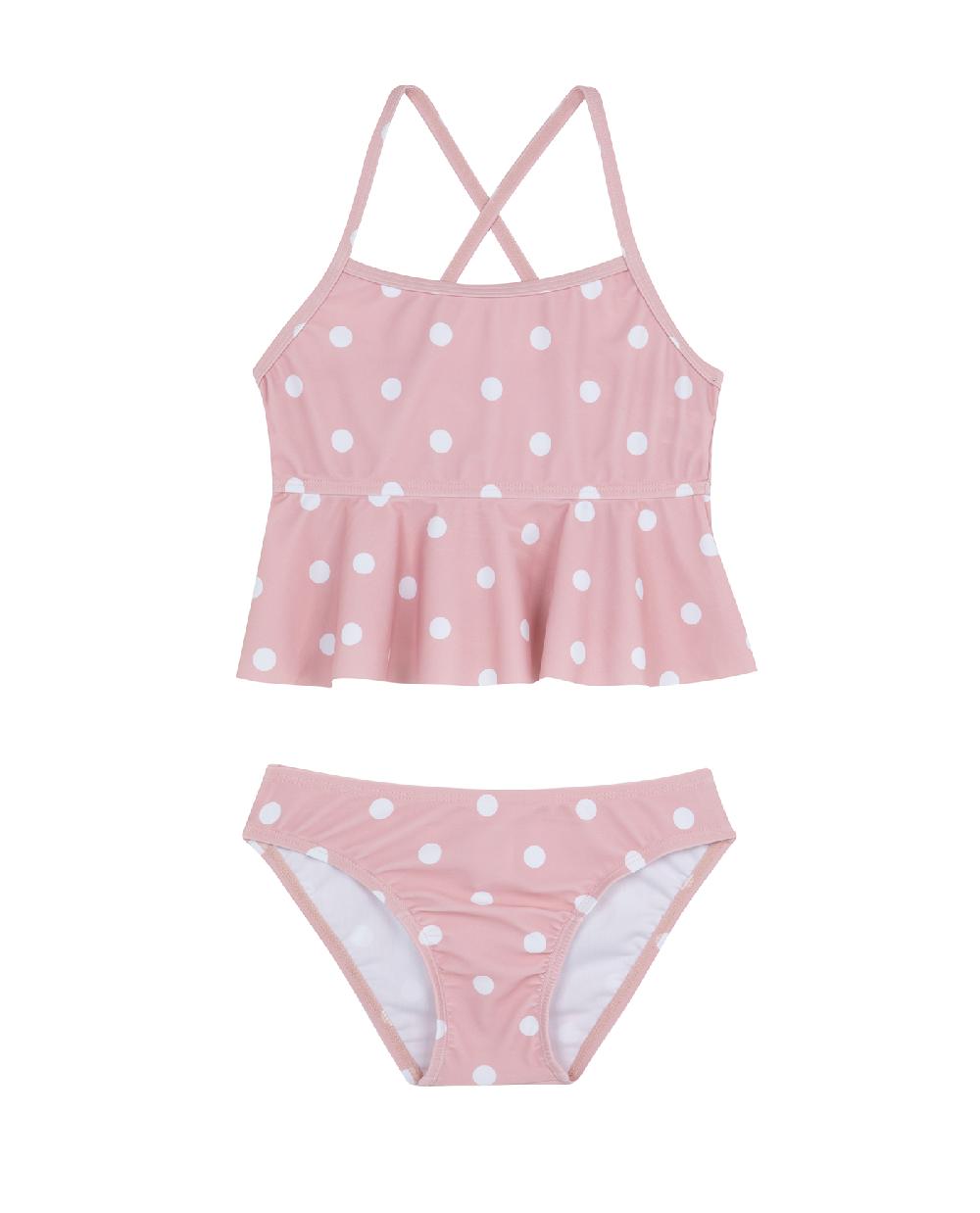 gottex Dot Dot Dot Scoop Neck Ruffle Swim Set Pink