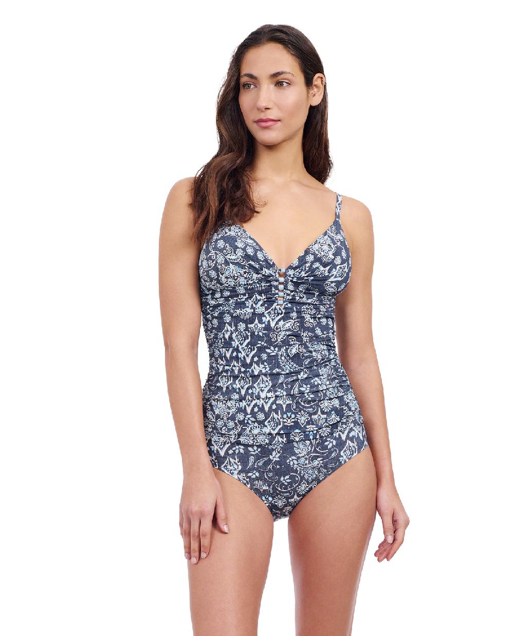 Gottex Flores V-Neck Shirred Tankini Top Profile