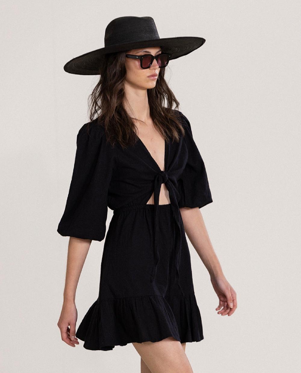 Gottex Front Tie V-Neck Cover Up Dress Black