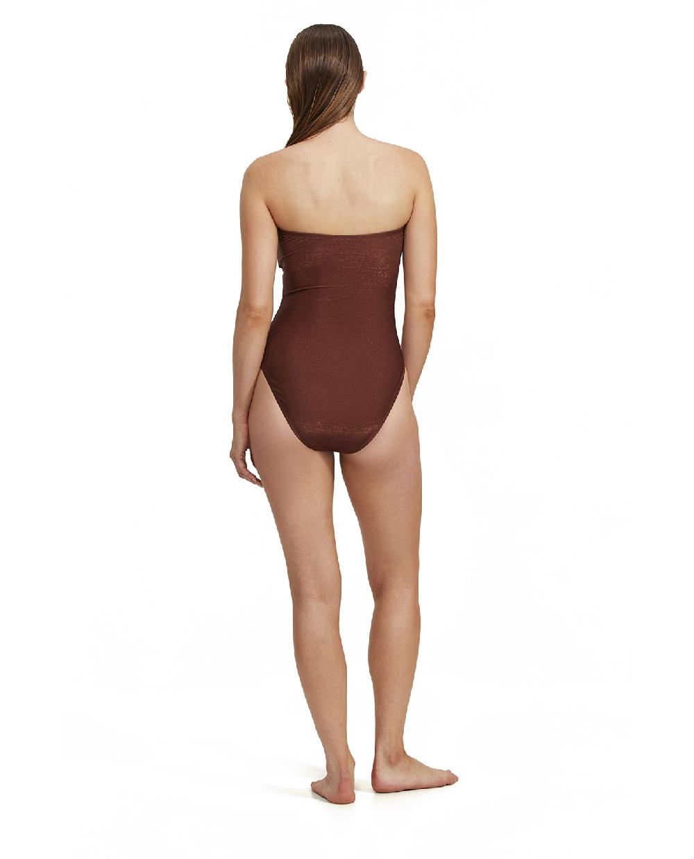 Gottex High End Bandeau High Leg One Piece Bronze