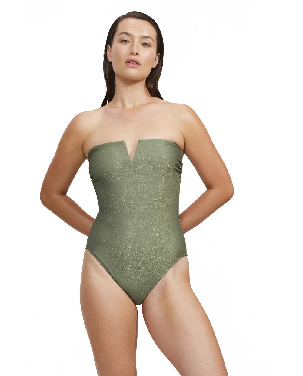 gottex High End Bandeau High Leg One Piece Olive