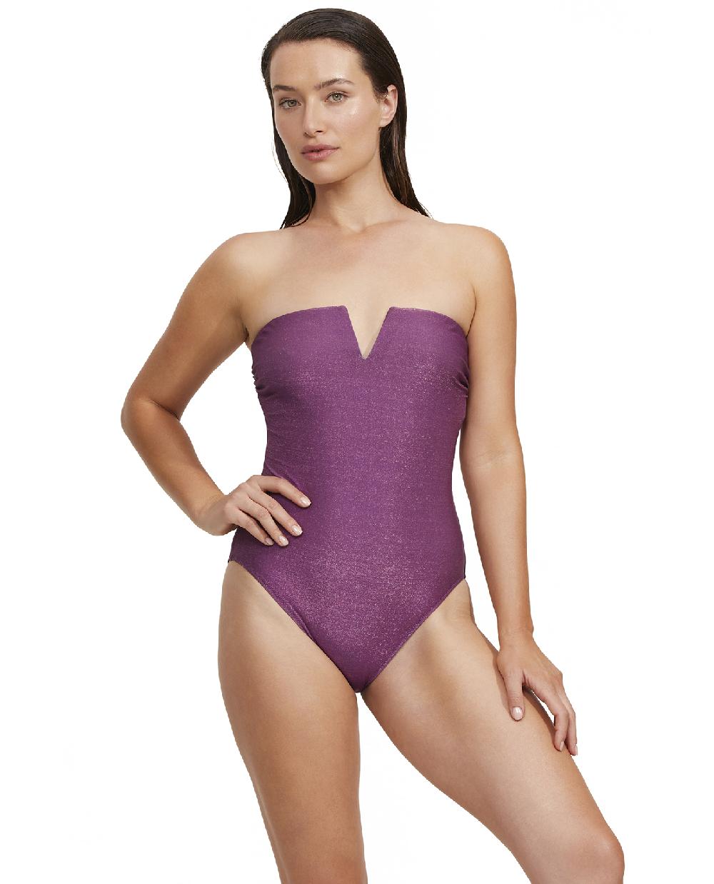 gottex High End Bandeau High Leg One Piece Purple