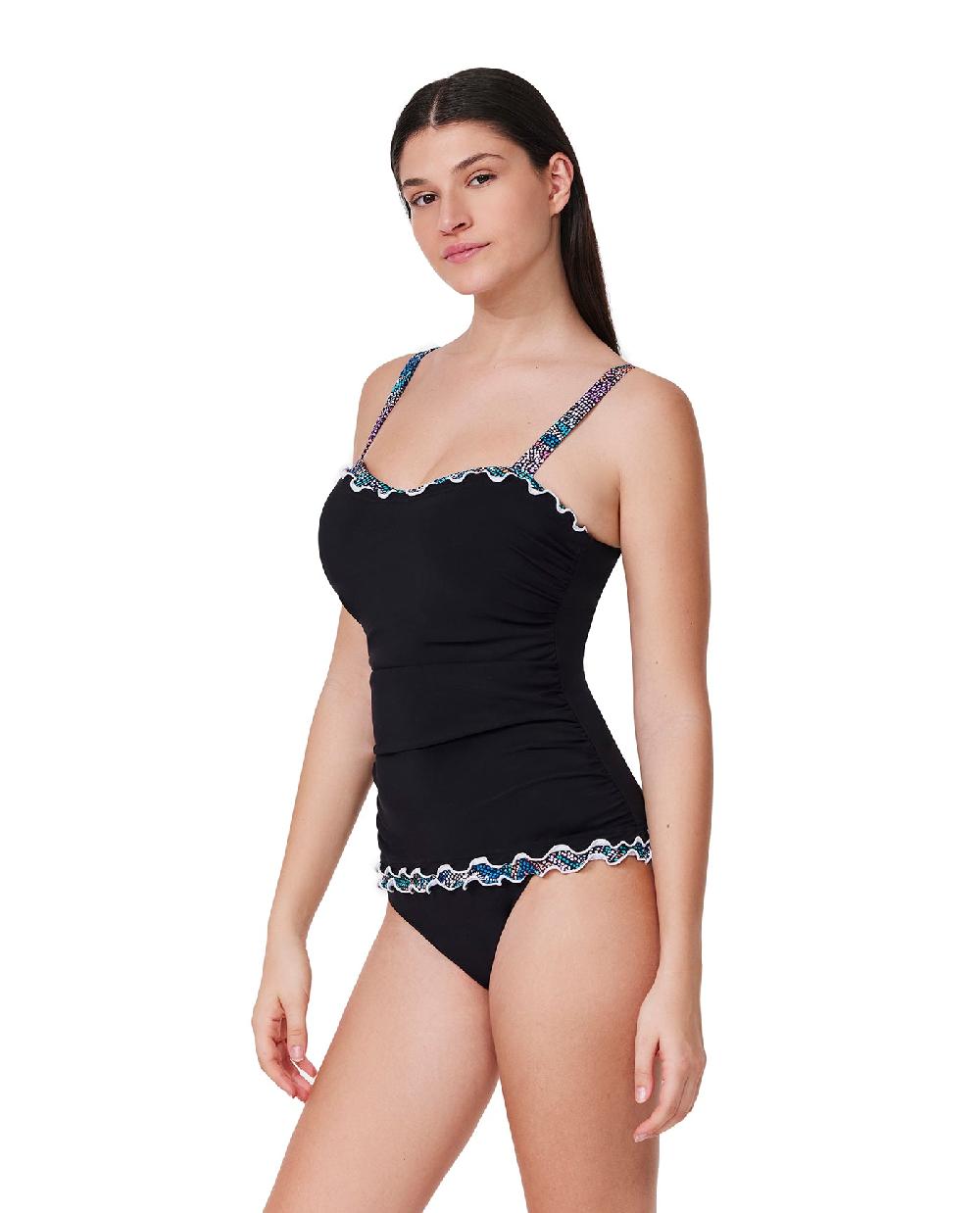 Gottex Layla Tricolore D-Cup Tankini Top Black