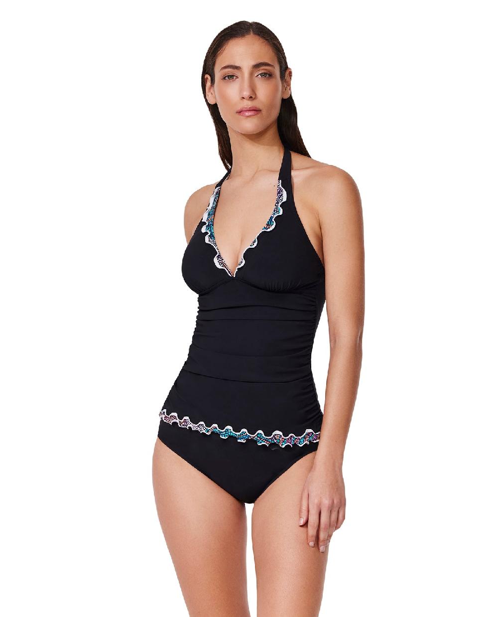 Gottex Layla Tricolore Halter Tankini Top Black