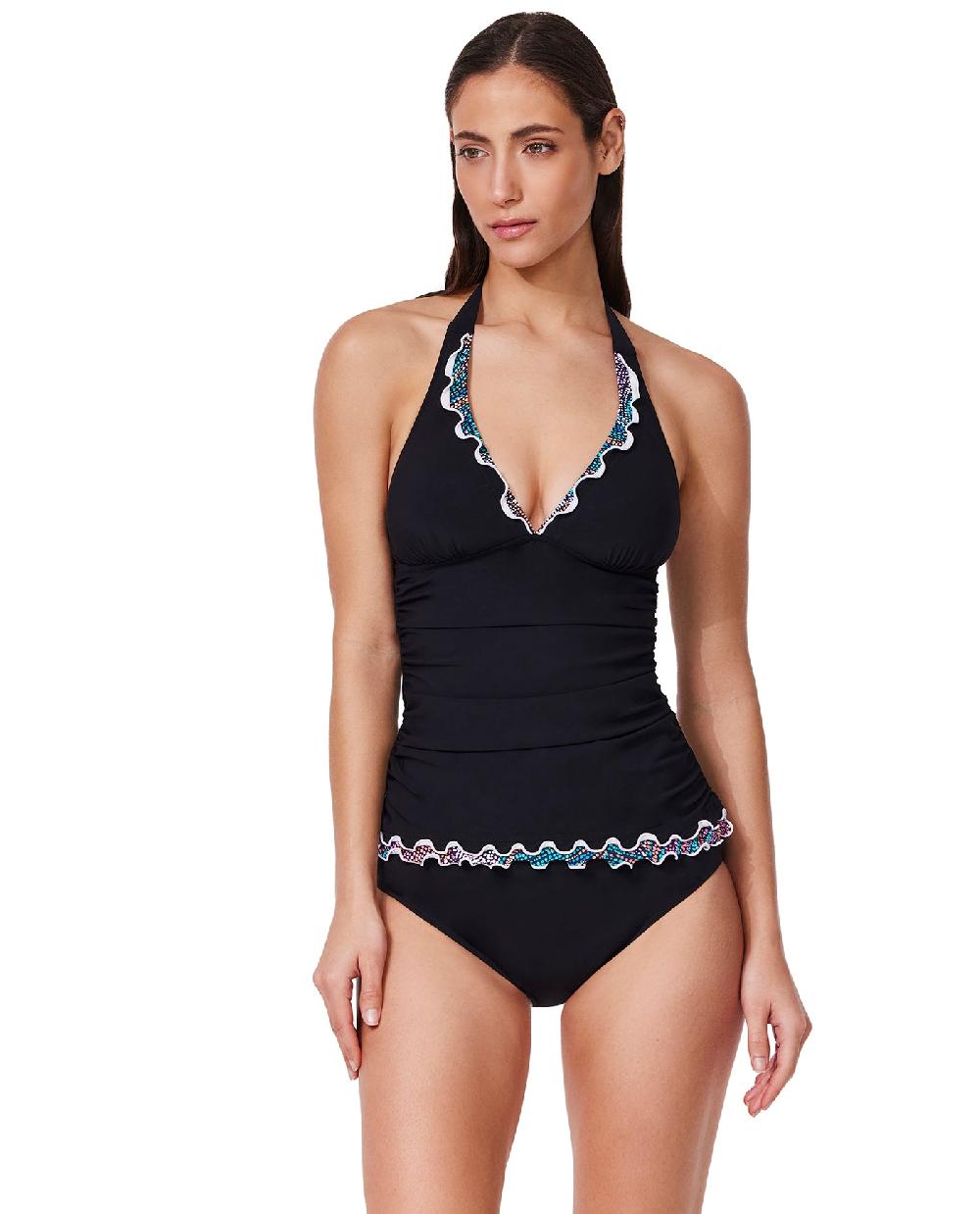 gottex Layla Tricolore Halter Tankini Top Black