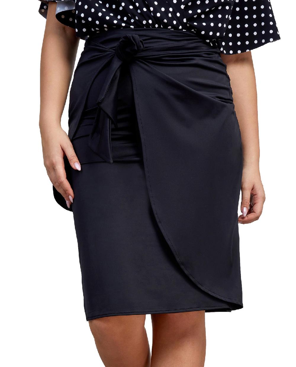 gottex Long Draped Wrap Skirt Black