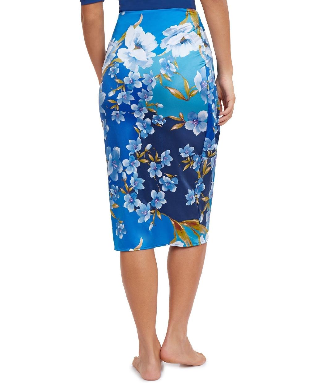 Gottex Long Draped Wrap Skirt/blu Bella