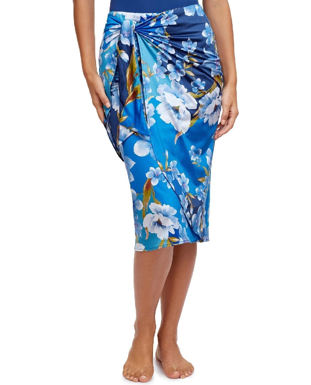gottex Long Draped Wrap Skirt/blu Bella