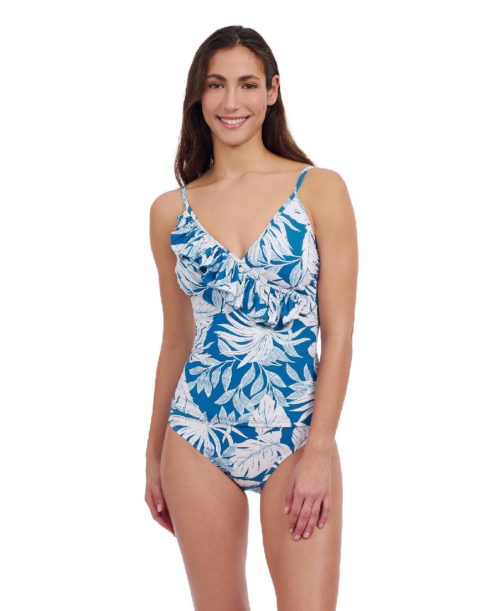 gottex Malaya Fringe Surplice Tankini Top Profile