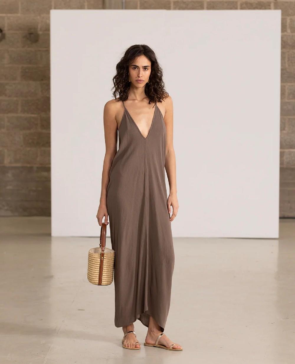 Gottex Maxi Cover Up Dress Khaki