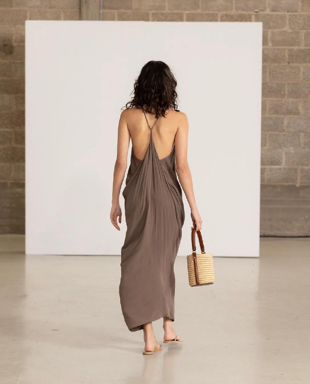 Gottex Maxi Cover Up Dress Khaki