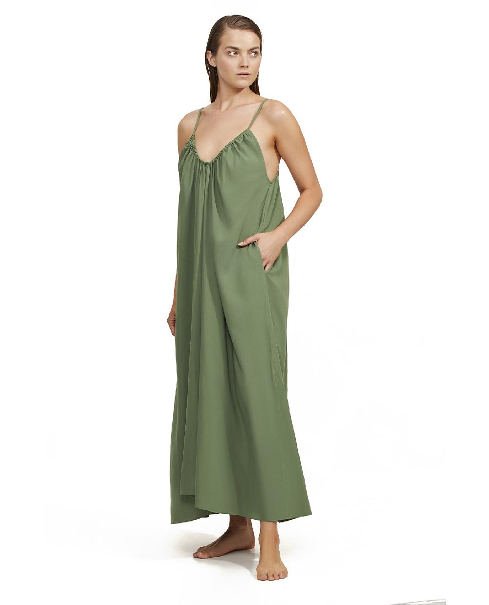 Gottex Maxi Dress Coverup Olive