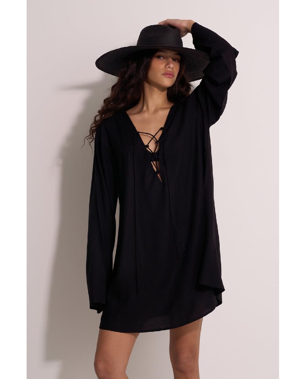 Gottex Mist & Sand Mini Dress Cover-Up Black