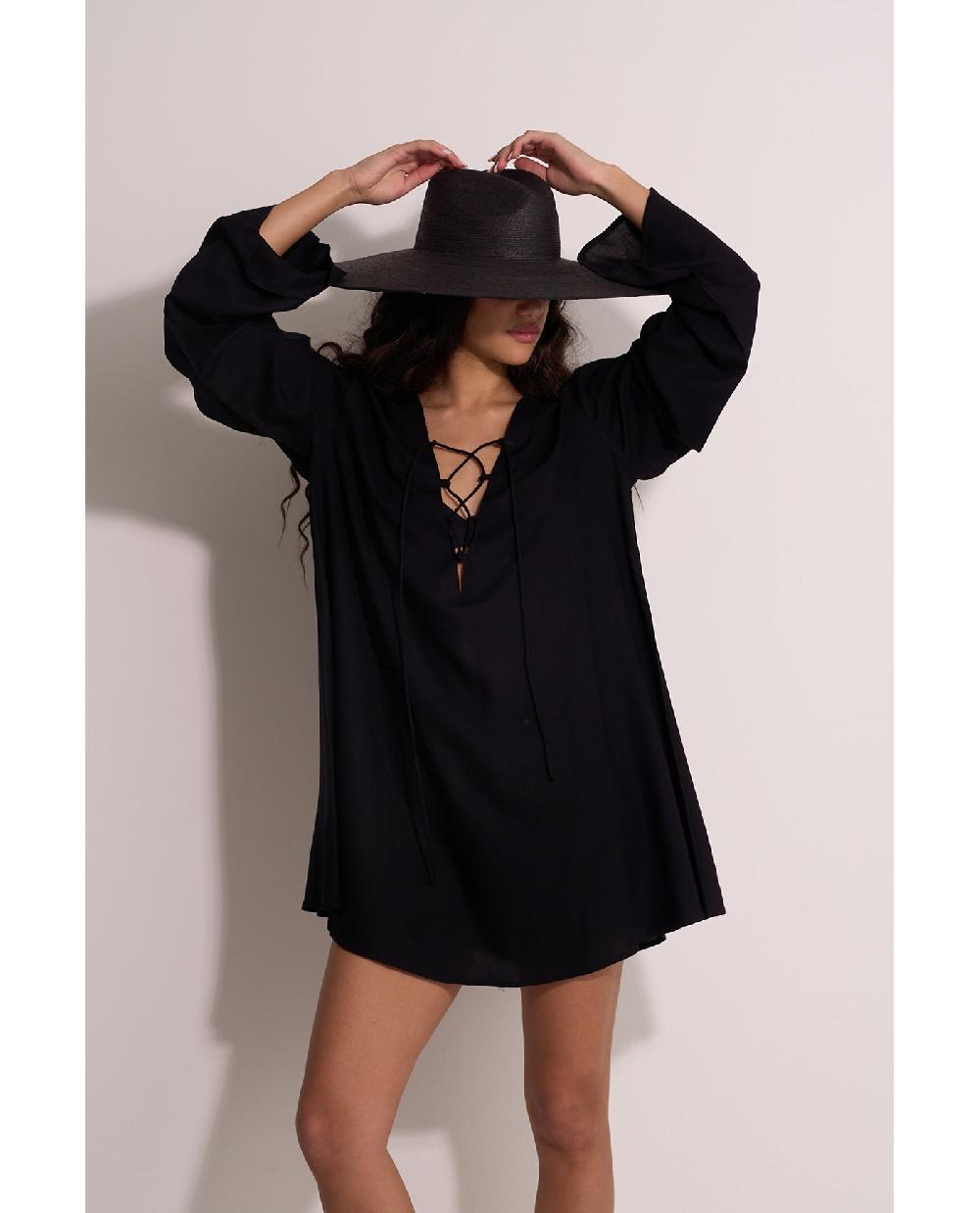 Gottex Mist & Sand Mini Dress Cover-Up Black