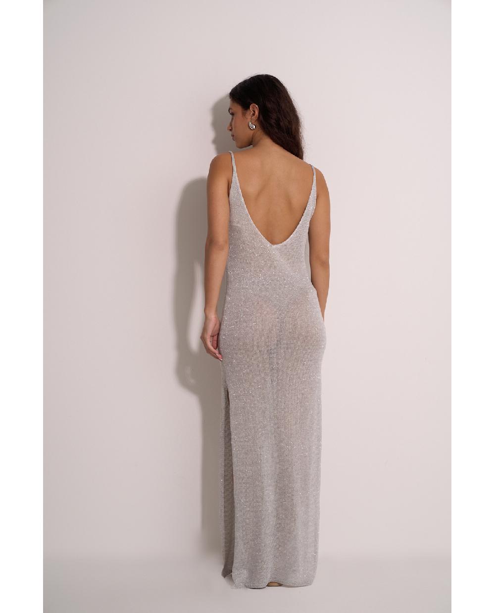 Gottex Monic Sparkly Knit Dress Cover-Up Silver