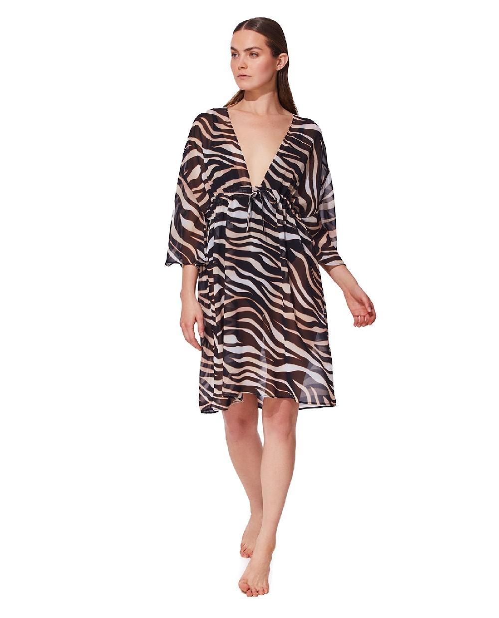 gottex Nambiti V Neck Beach Dress Cover-Up Safari