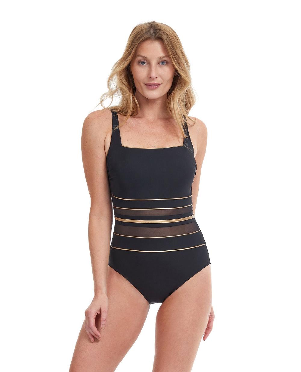 gottex Onyx Square Neck One Piece Swimsuit Onyx