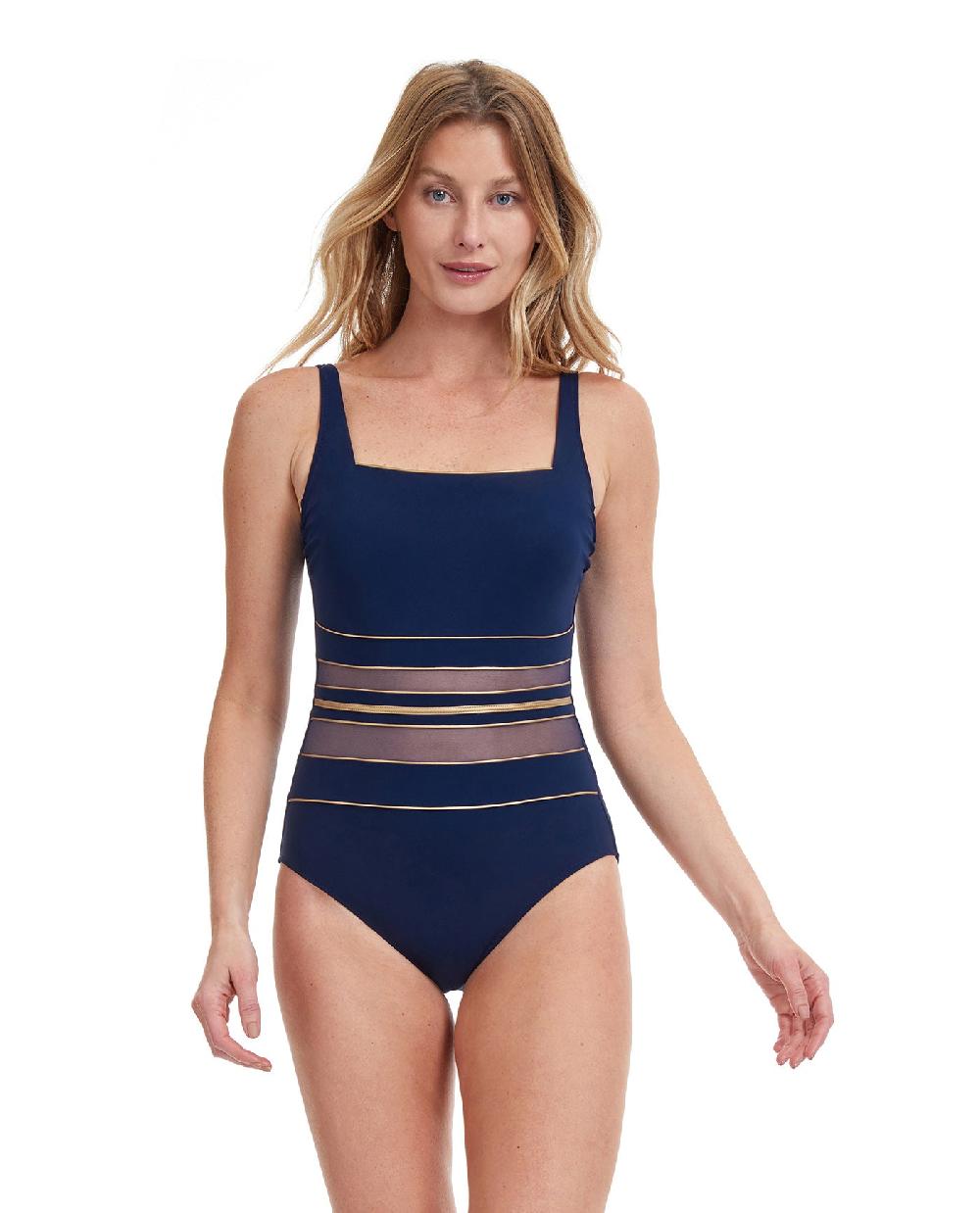 gottex Onyx Square Neck One Piece Swimsuit Onyx