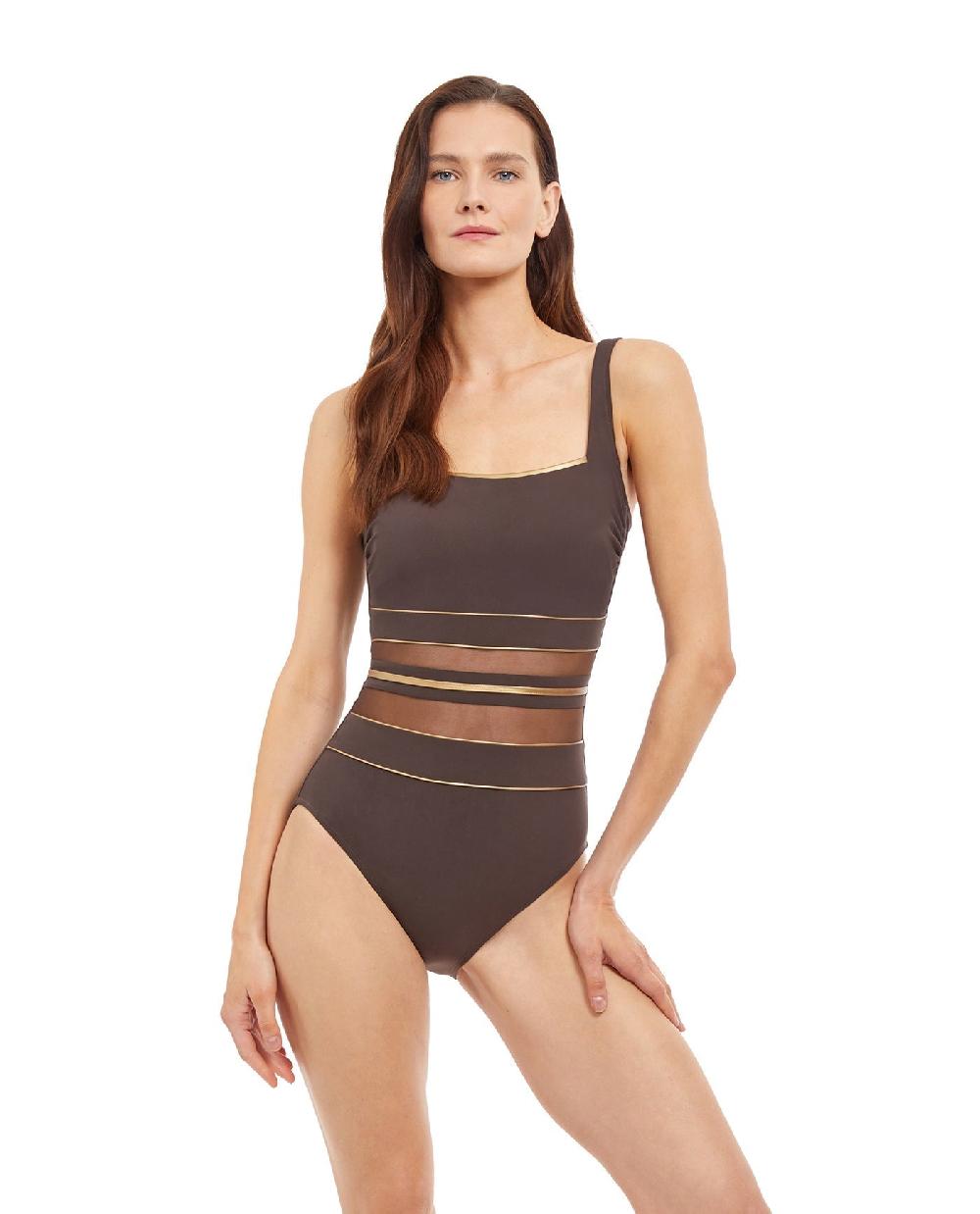 gottex Onyx Square Neck One Piece Swimsuit Onyx