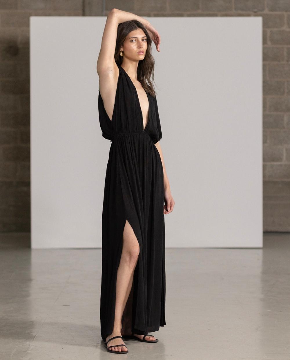 gottex Open Back Long Cover Up Dress Black