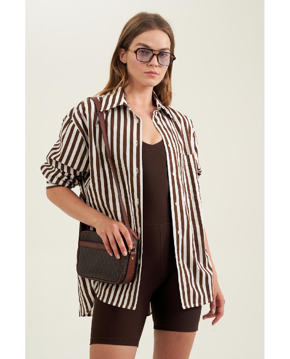 Gottex Oversized Cotton Button-Down Shirt Dark