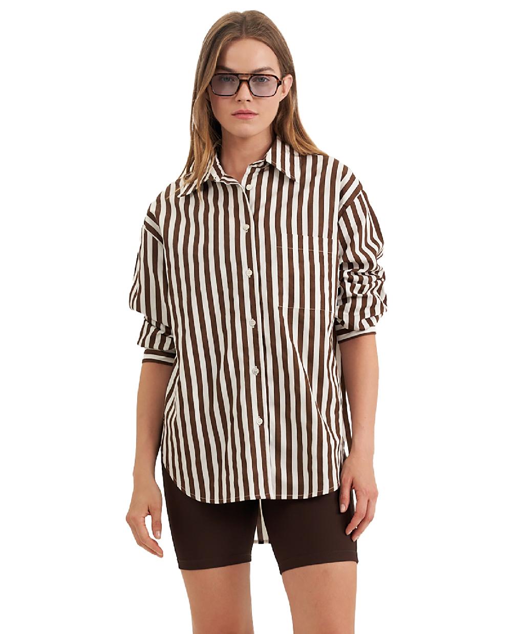 gottex Oversized Cotton Button-Down Shirt Dark