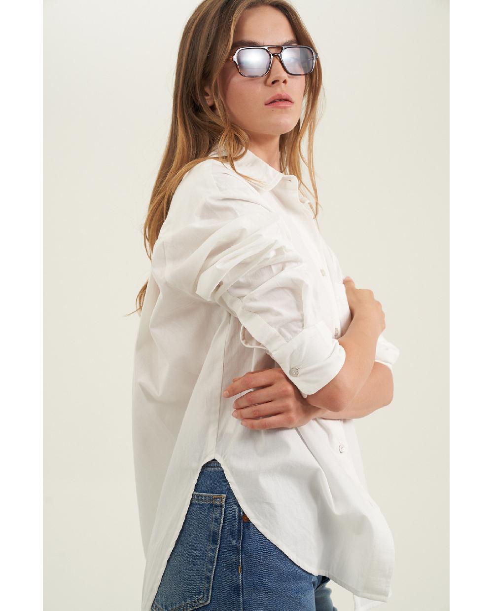 Gottex Oversized Cotton Button-Down Shirt White