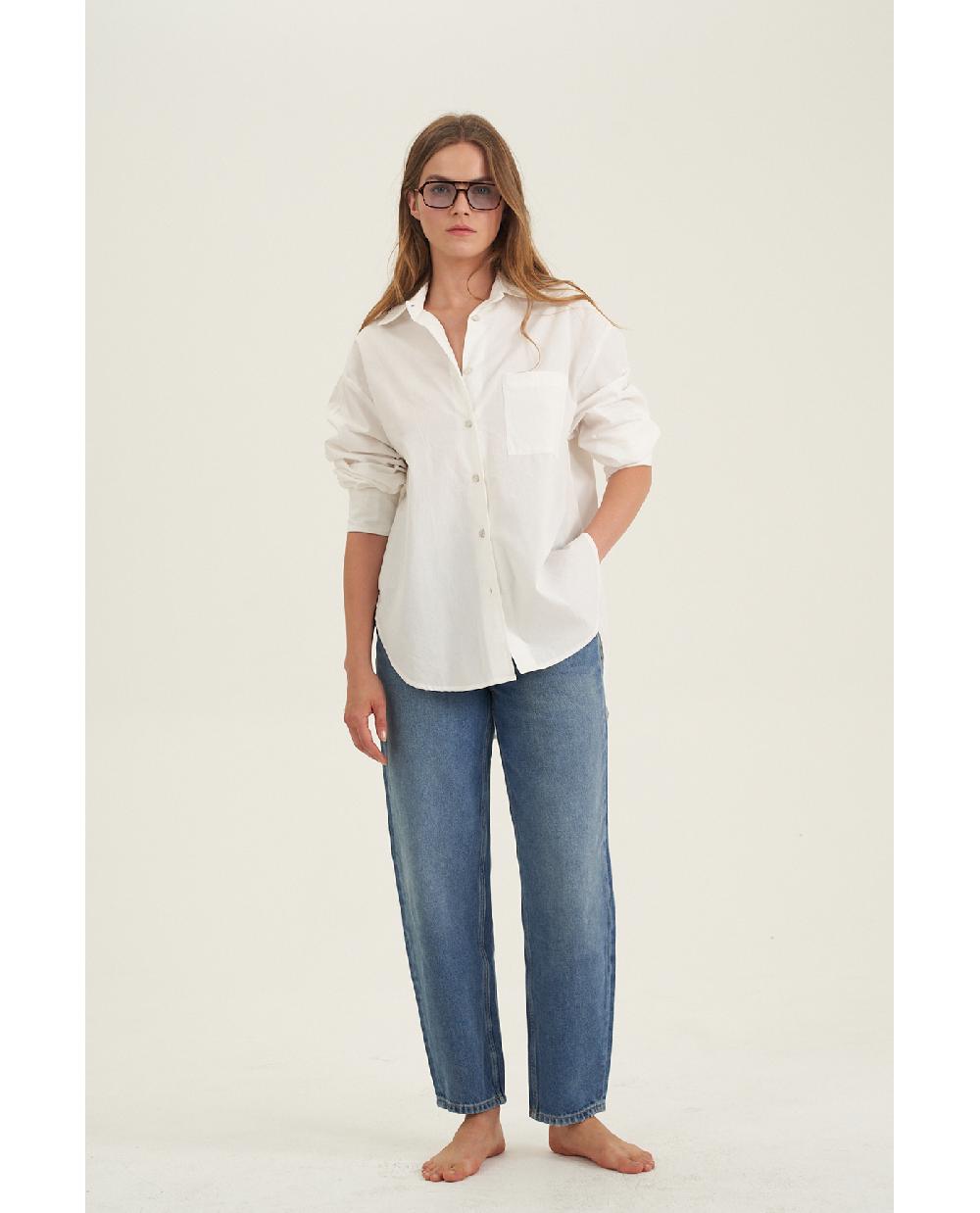 Gottex Oversized Cotton Button-Down Shirt White
