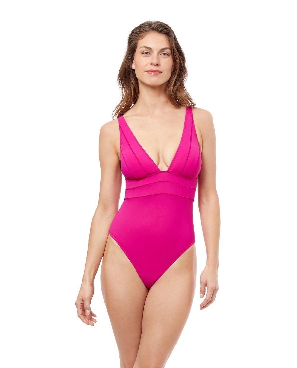gottex Phoebe Deep V-Neck One Piece Swimsuit Pink