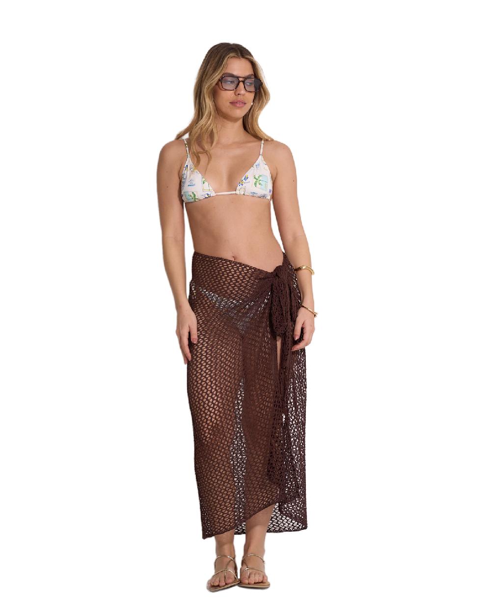 gottex Porto Crochet Pareo Cover-Up Brown