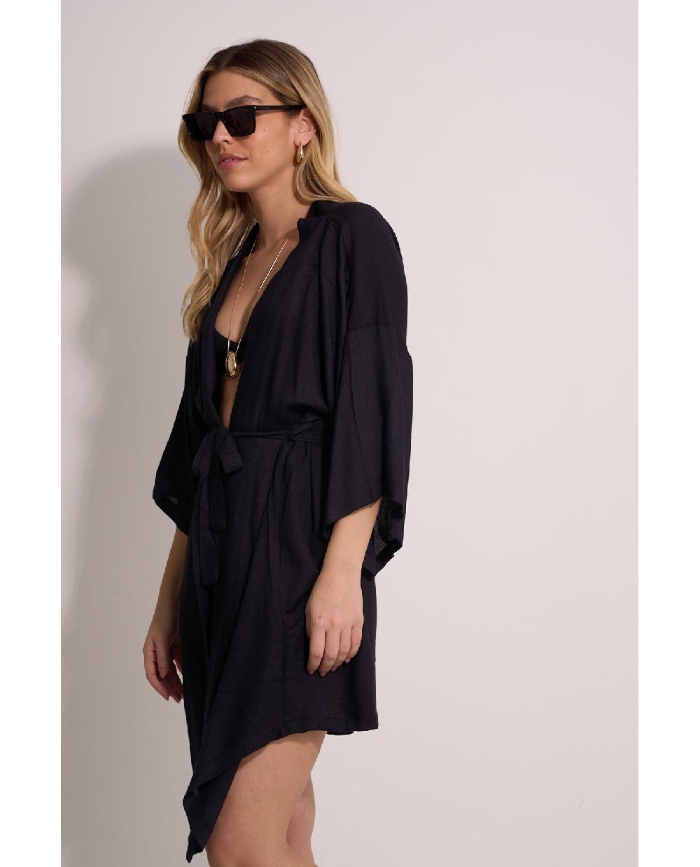 Gottex Satin Shore Robe Cover-Up Black