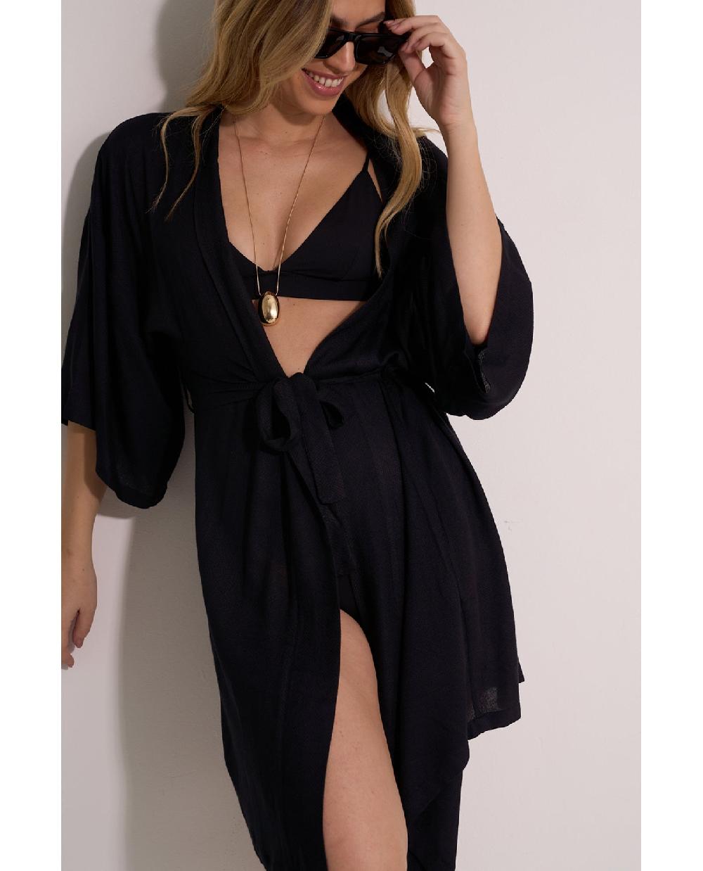 Gottex Satin Shore Robe Cover-Up Black