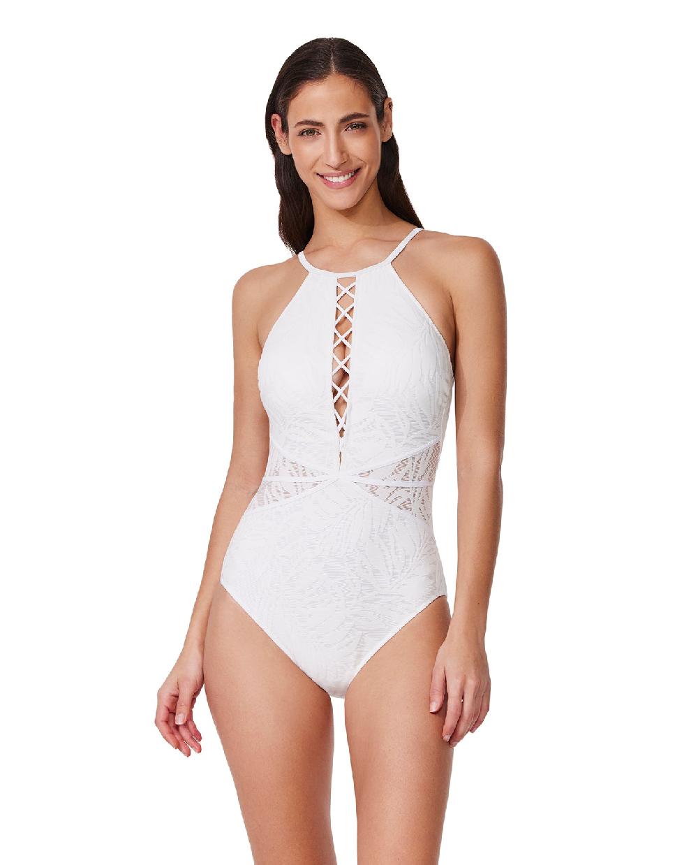 gottex Skyfall Textured High Neck One Piece White