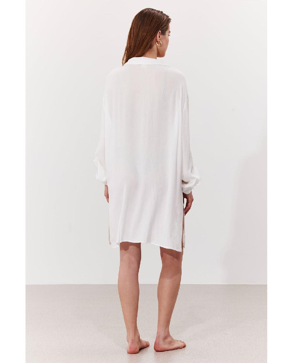 Gottex Solena Crêpe Shirt Dress Cover-Up White