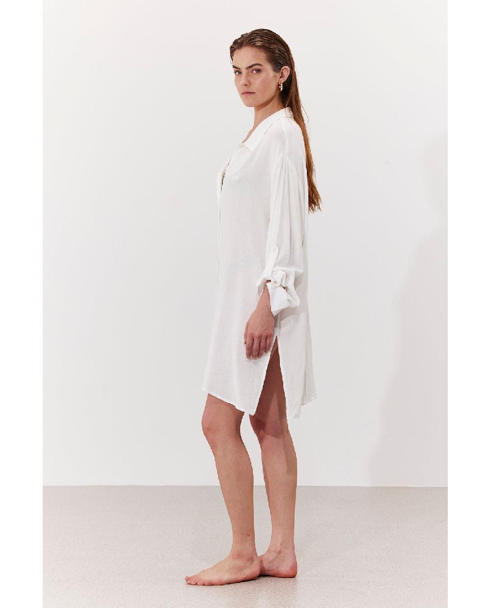 Gottex Solena Crêpe Shirt Dress Cover-Up White