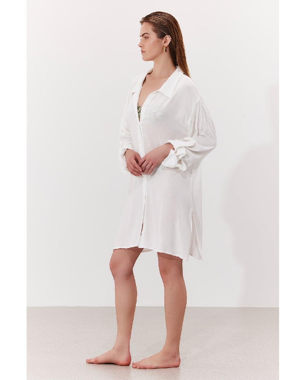 Gottex Solena Crêpe Shirt Dress Cover-Up White