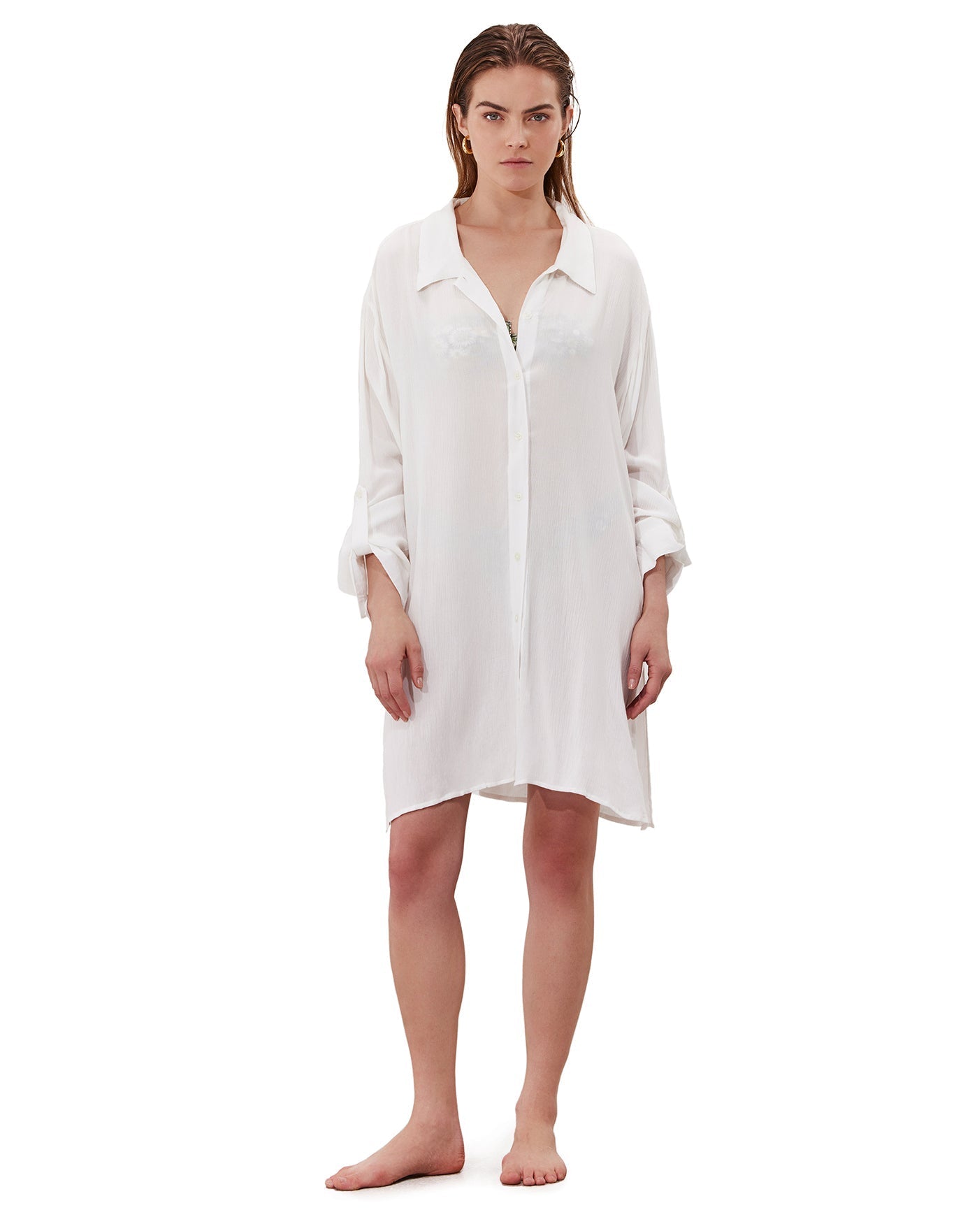 gottex Solena Crêpe Shirt Dress Cover-Up White