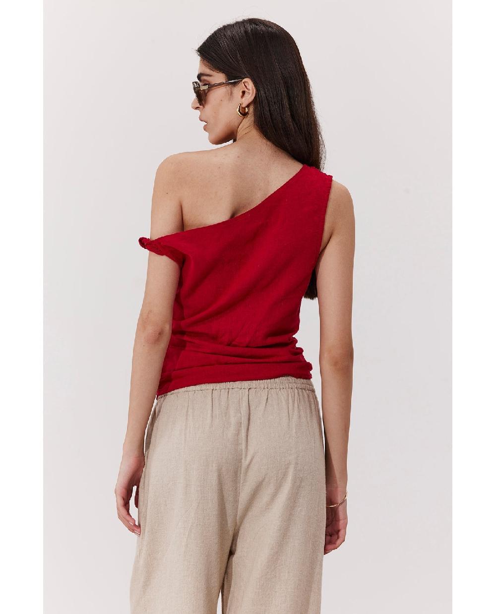 Gottex Terra One Shoulder Beach Shirt Cover-Up Red