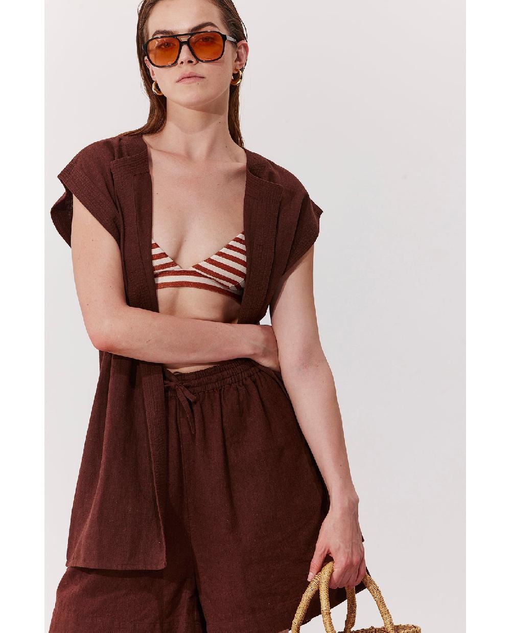 Gottex Terra Sleeveless Vest Cover-Up Brown