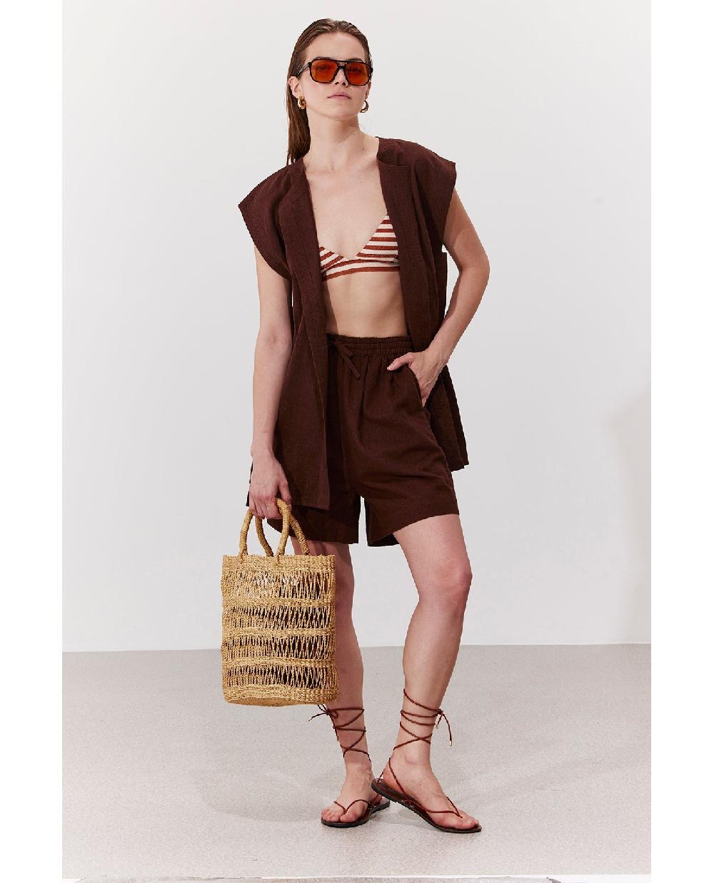 Gottex Terra Sleeveless Vest Cover-Up Brown